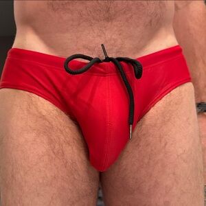 Bold Red Swim Briefs